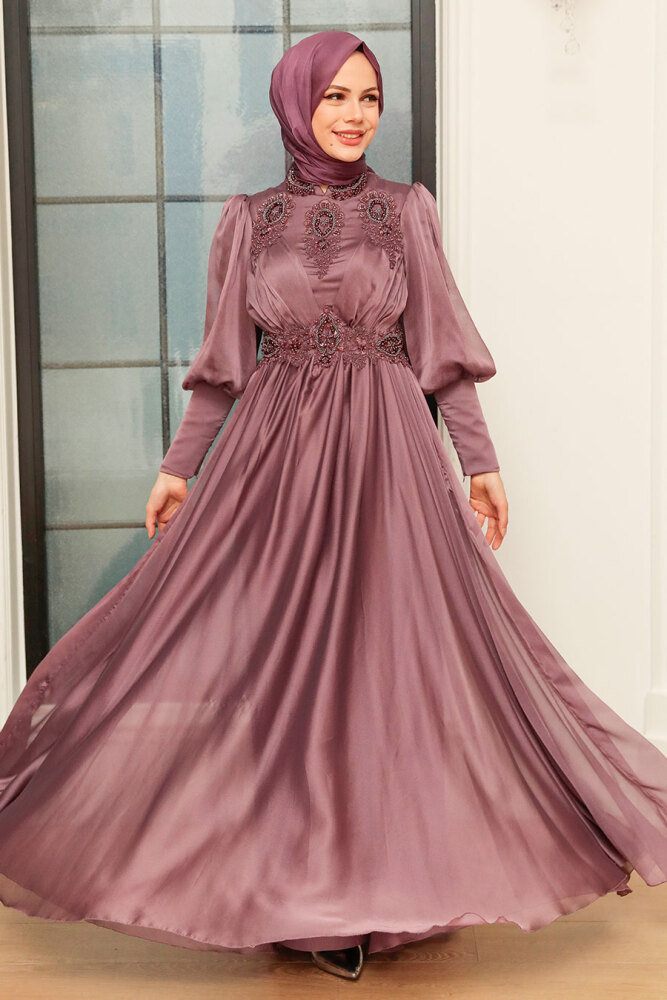 Neva Style - Luxury Dark Dusty Rose Modest Prom Dress 22101KGK - 2