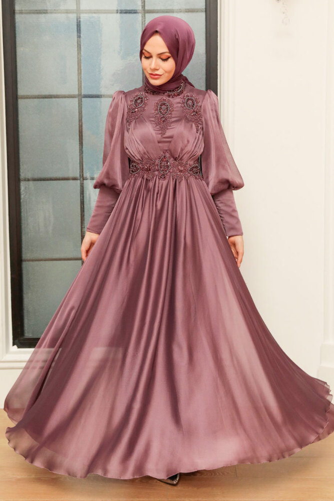 Neva Style - Luxury Dark Dusty Rose Modest Prom Dress 22101KGK - 3