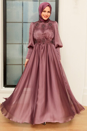 Neva Style - Luxury Dark Dusty Rose Modest Prom Dress 22101KGK - Thumbnail