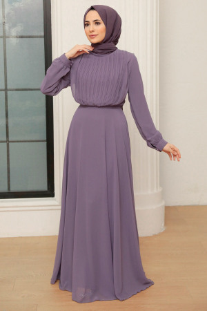 Neva Style - Lila Turkish Hijab Evening Gown 3371LILA - 1