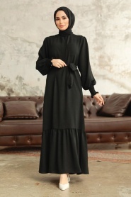 Neva Style - Long Black Hijab Dress 5972S - Thumbnail