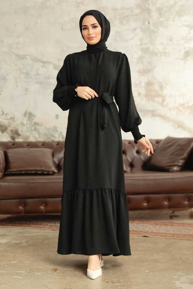 Long Black Hijab Dress 5972S - 2