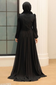 Neva Style - Long Black Hijab Wedding Dress 761S - Thumbnail