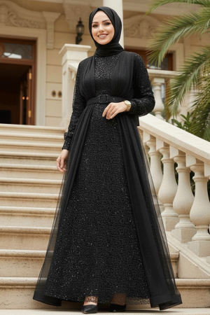 Neva Style - Long Black Modest Bridesmaid Dress 56291S - 1