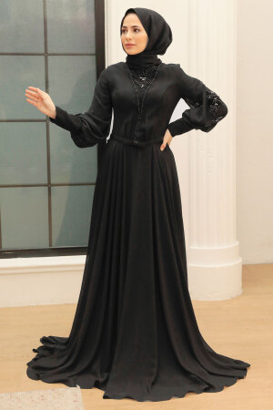 Neva Style - Long Black Muslim Prom Dress 750S - 2