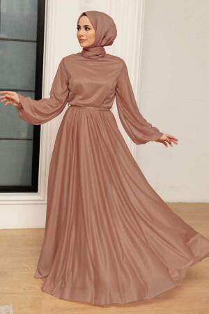 Neva Style - Long Dark Mink Modest Wedding Dress 55410KV - 1