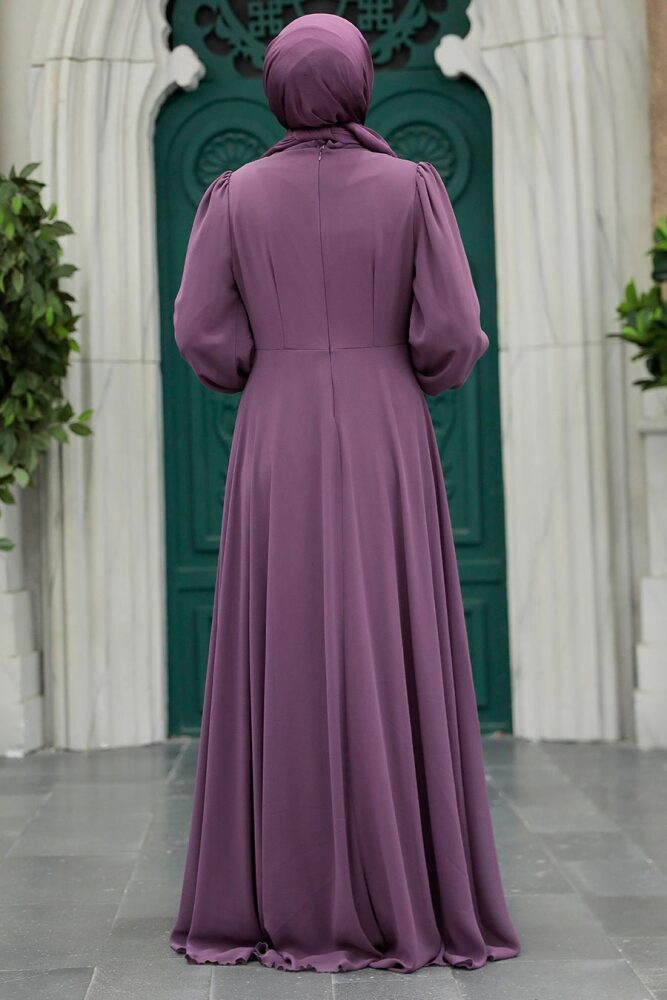 Neva Style - Long Dusty Rose Hijab Prom Dress 25838GK - 2