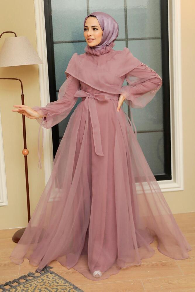 Neva Style - Long Dusty Rose Evening Dress 22331GK - 4