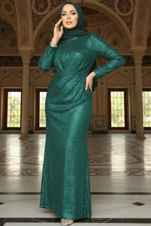 Long Emerald GreenModest Wedding Dress 3976ZY - 1