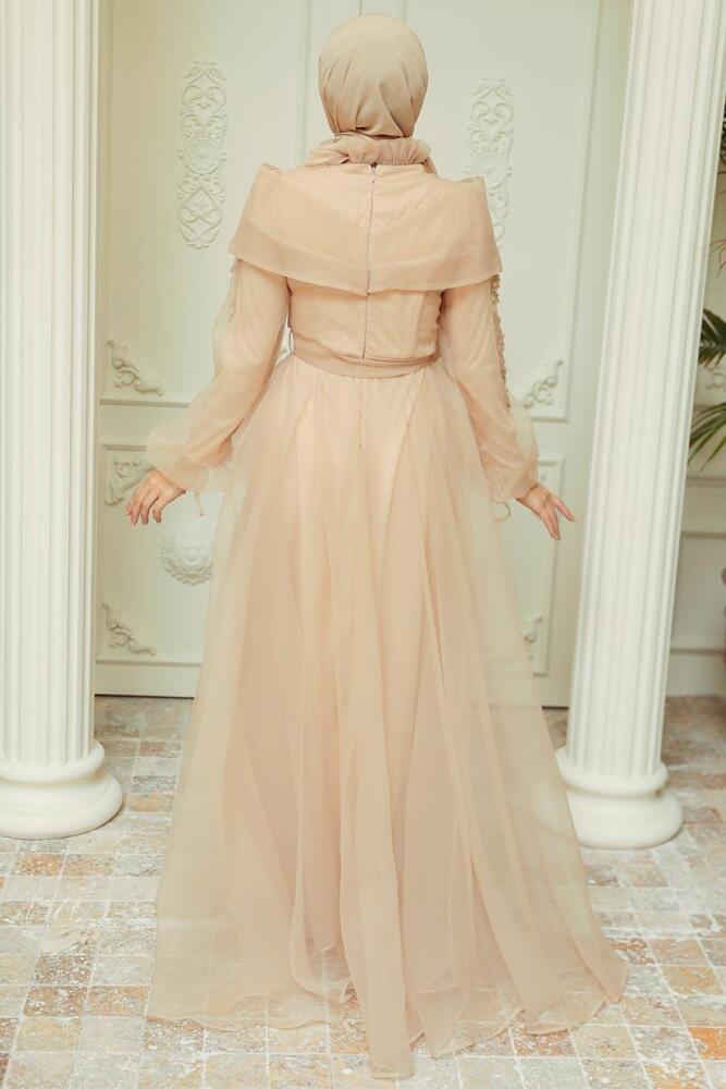 Neva Style - Long Gold Hijab Evening Dress 22331GOLD - 3