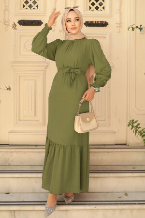 Long Khaki Hijab Dress 5972HK - 1