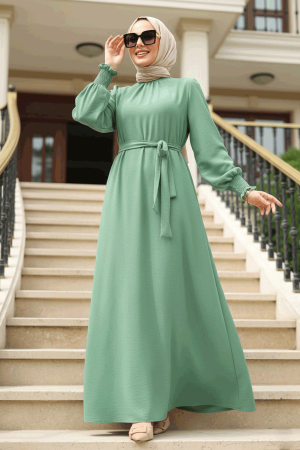 Long Mint Hijab Dress 5972MINT - 1