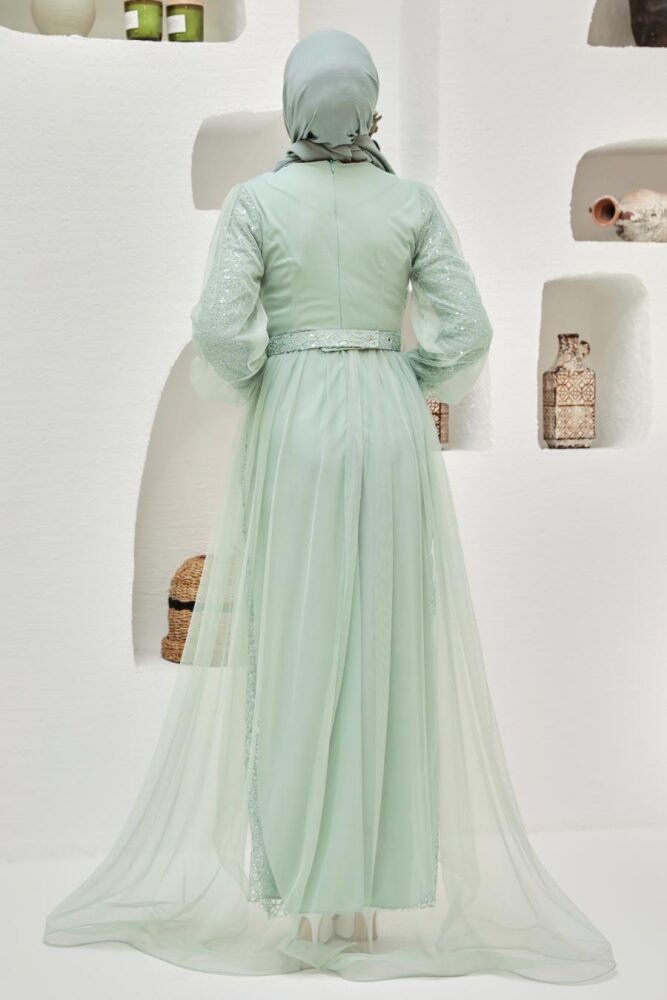 Neva Style - Long Mint Modest Bridesmaid Dress 56291MINT - 2