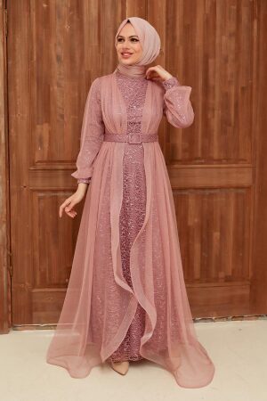 Neva Style - Long Powder Pink Modest Bridesmaid Dress 56291PD - 2