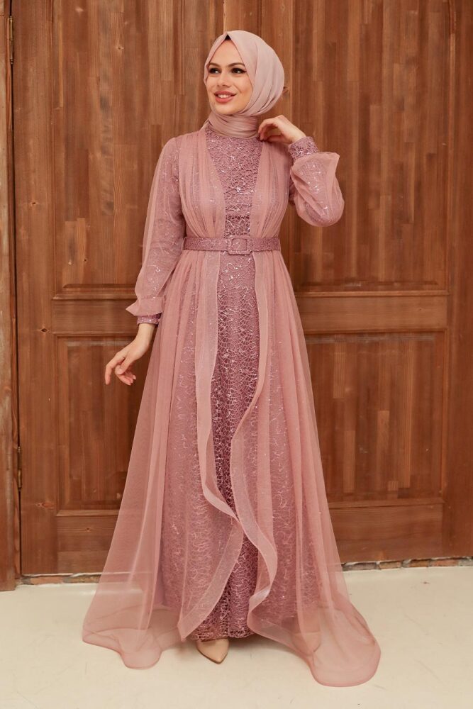 Neva Style - Long Powder Pink Modest Bridesmaid Dress 56291PD - 2