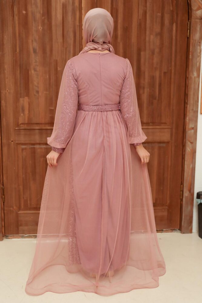 Neva Style - Long Powder Pink Modest Bridesmaid Dress 56291PD - 3
