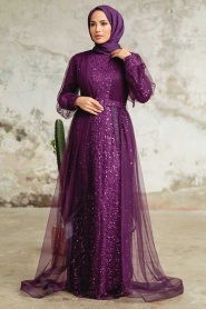 Neva Style - Long Purple Modest Bridesmaid Dress 56291MOR - Thumbnail