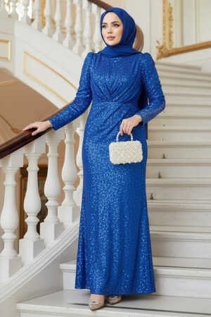 Long Sax Blue Modest Wedding Dress 3976SX - 1