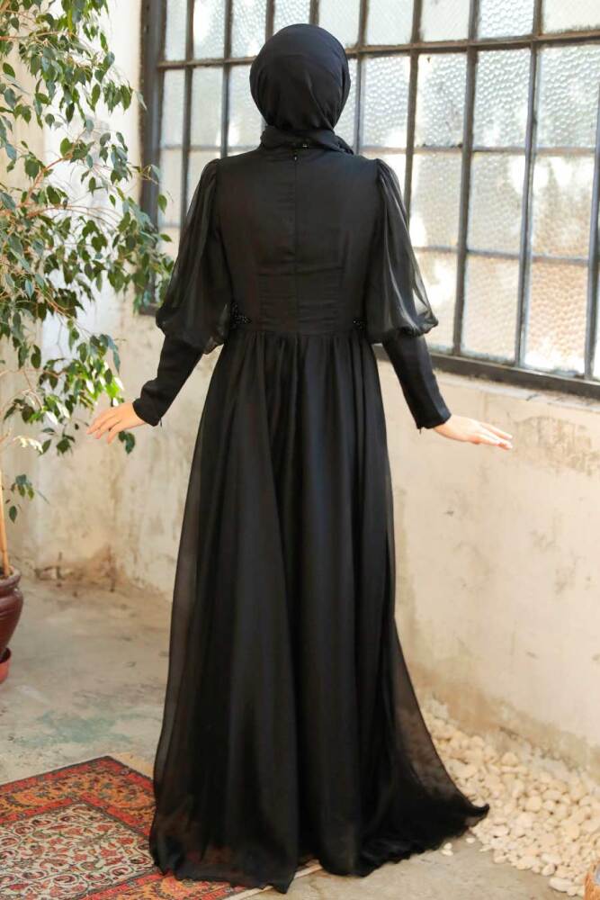 Neva Style - Long Sleeve Black Muslim Evening Dress 25822S - 3