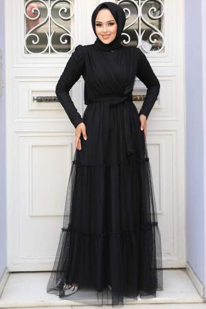 Long Sleeve Black Muslim Evening Dress 55621S - 2