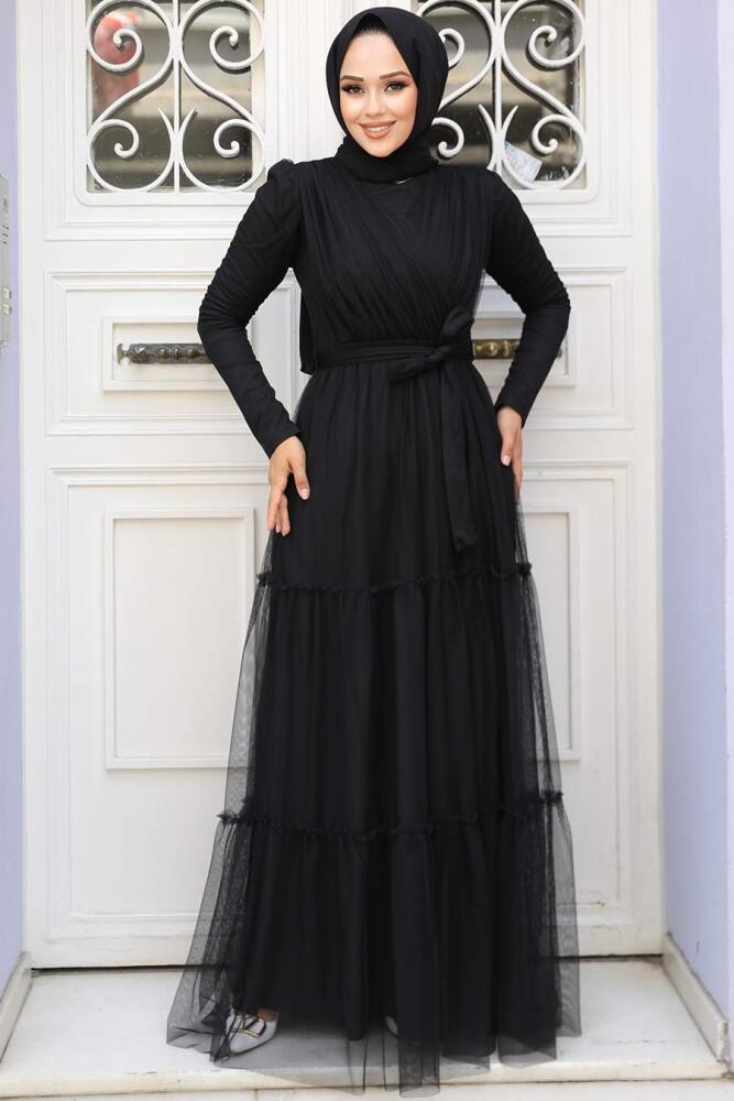 Long Sleeve Black Muslim Evening Dress 55621S - 2
