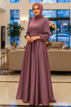 Neva Style - Long Sleeve Dark Dusty Rose Islamic Prom Dress 21330KGK - 1