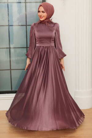 Neva Style - Long Sleeve Dark Dusty Rose Islamic Prom Dress 21330KGK - 3