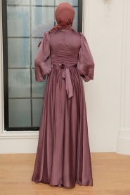 Neva Style - Long Sleeve Dark Dusty Rose Islamic Prom Dress 21330KGK - Thumbnail
