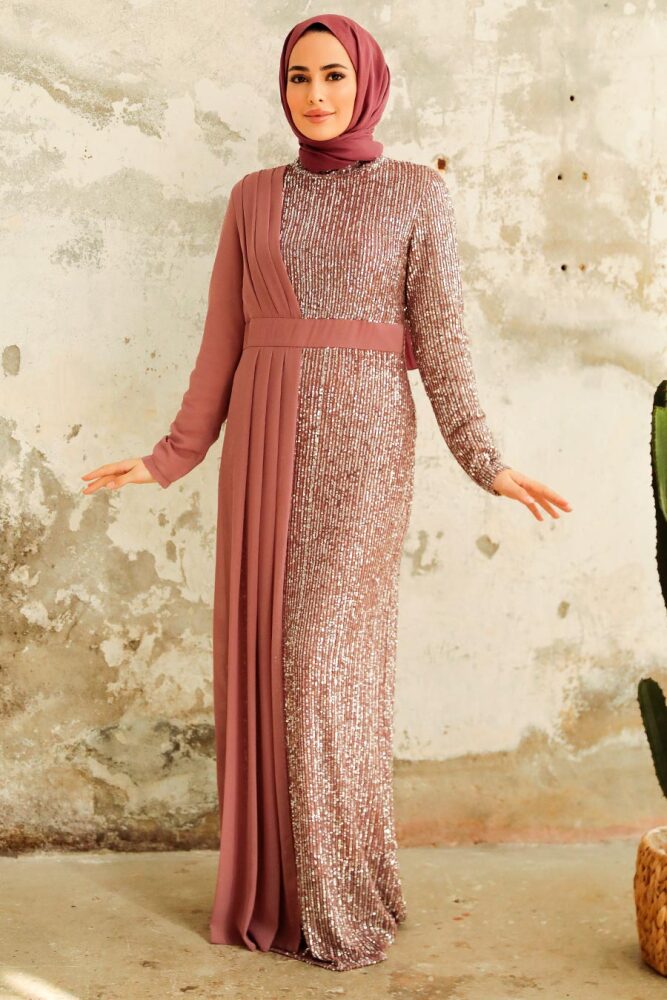 Neva Style - Long Sleeve Dusty Rose Islamic Prom Dress 25851GK - 1