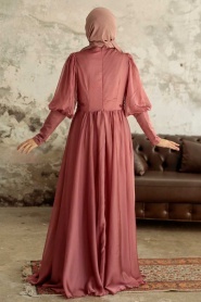 Neva Style - Long Sleeve Dusty Rose Muslim Evening Dress 25822GK - Thumbnail