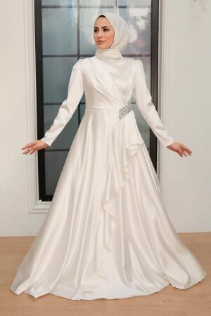 Neva Style - Long Sleeve Ecru Muslim Wedding Gown 22431E - 1