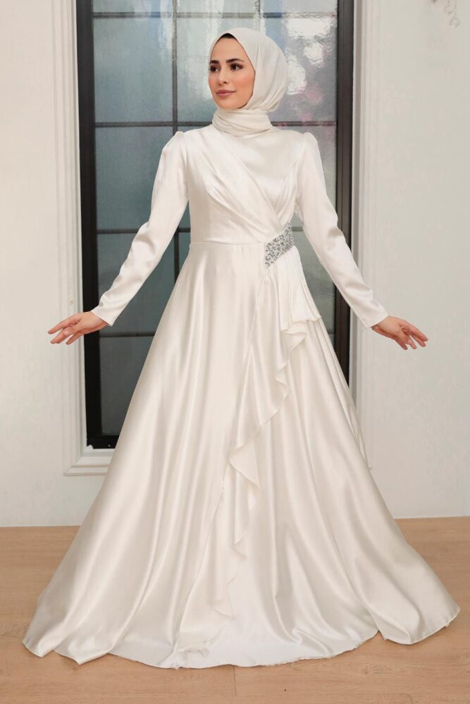 Neva Style - Long Sleeve Ecru Muslim Wedding Gown 22431E - 1