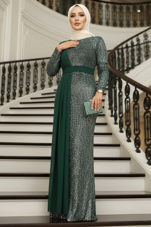 Neva Style - Long Sleeve Emerald Green Islamic Prom Dress 25851ZY - 1