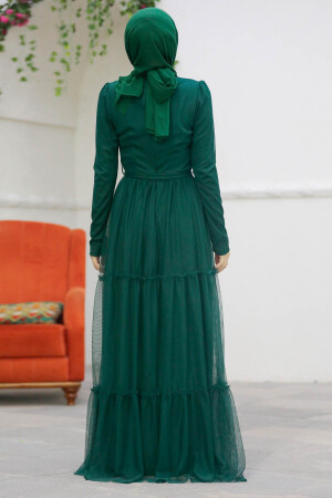 Neva Style - Long Sleeve Emerald Green Muslim Evening Dress 55621ZY - Thumbnail