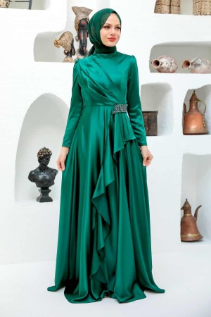 Neva Style - Long Sleeve Green Muslim Wedding Gown 22431Y - 1