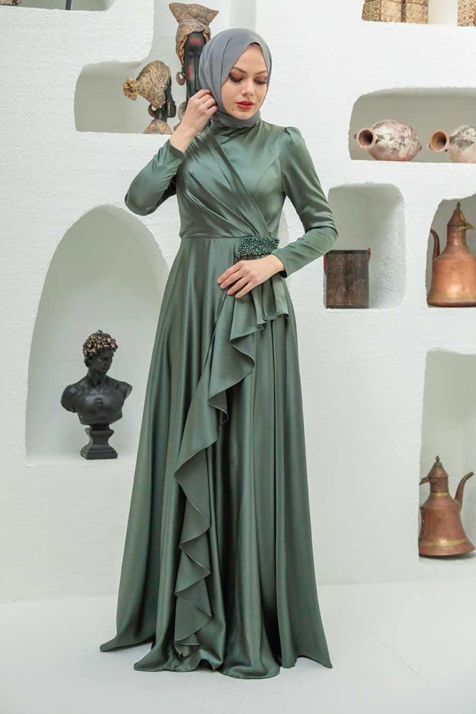 Neva Style - Long Sleeve Khaki Muslim Wedding Gown 22431HK - 3