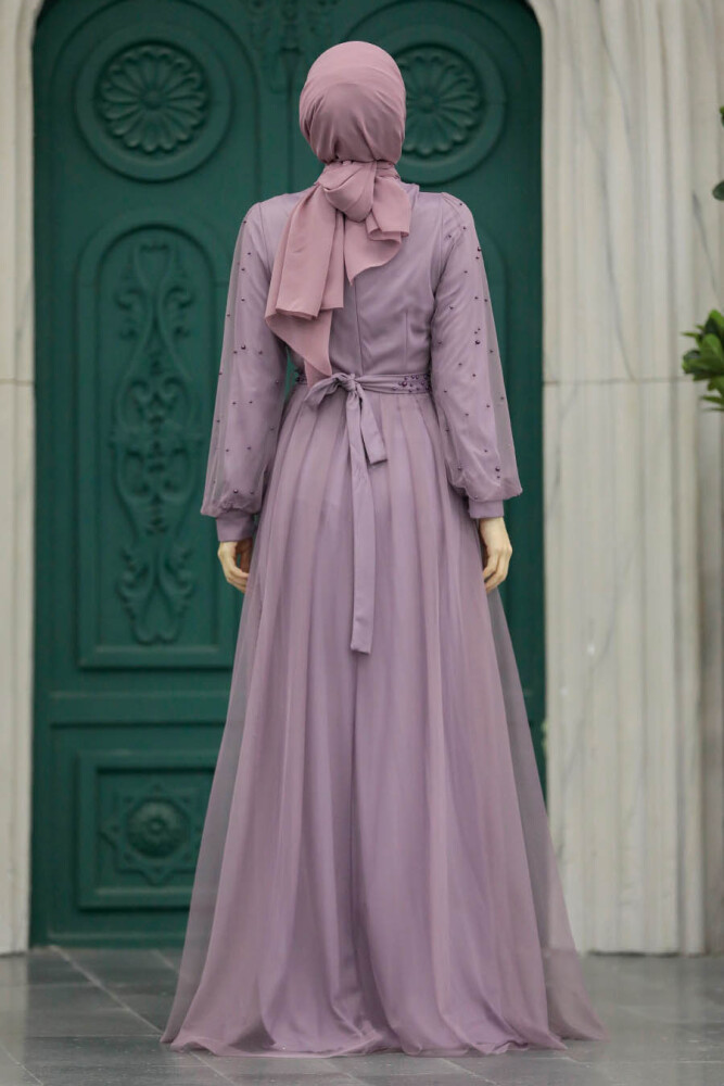 Long Sleeve Lila Modest Evening Gown 5632LILA - 3