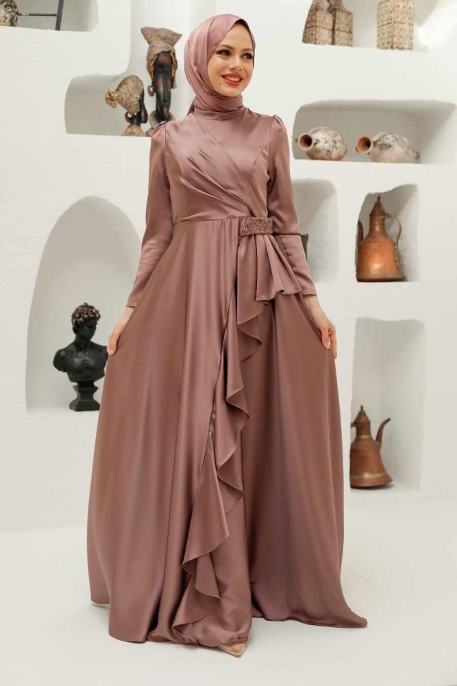 Neva Style - Long Sleeve Mink Muslim Wedding Gown 22431V - 1