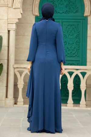 Neva Style - Long Sleeve Petrol Blue Hijab Modest Dress 5718PM - 3