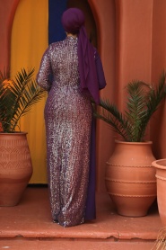 Neva Style - Long Sleeve Purple Islamic Prom Dress 25851MOR - Thumbnail