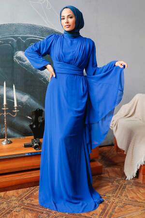 Neva Style - Long Sleeve Sax Blue Hijab Modest Dress 5718SX - 1