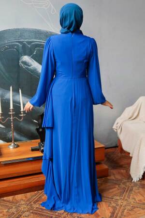 Neva Style - Long Sleeve Sax Blue Hijab Modest Dress 5718SX - 5