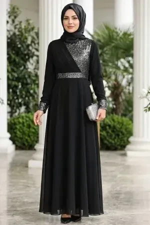 Neva Style - Long Sleeve Silver Muslim Bridal Dress 5793GMS 