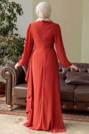 Neva Style - Long Sleeve Terra Cotta Hijab Hijab Modest Dress 5718KRMT - 4