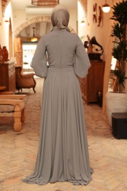 Neva Style - Long Smoke Color Muslim Prom Dress 750FU - Thumbnail