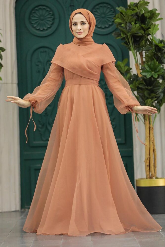 Long Terra Cotta Evening Dress 22331KRMT - 2