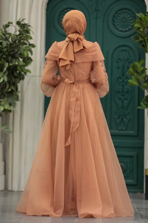 Long Terra Cotta Evening Dress 22331KRMT - 3