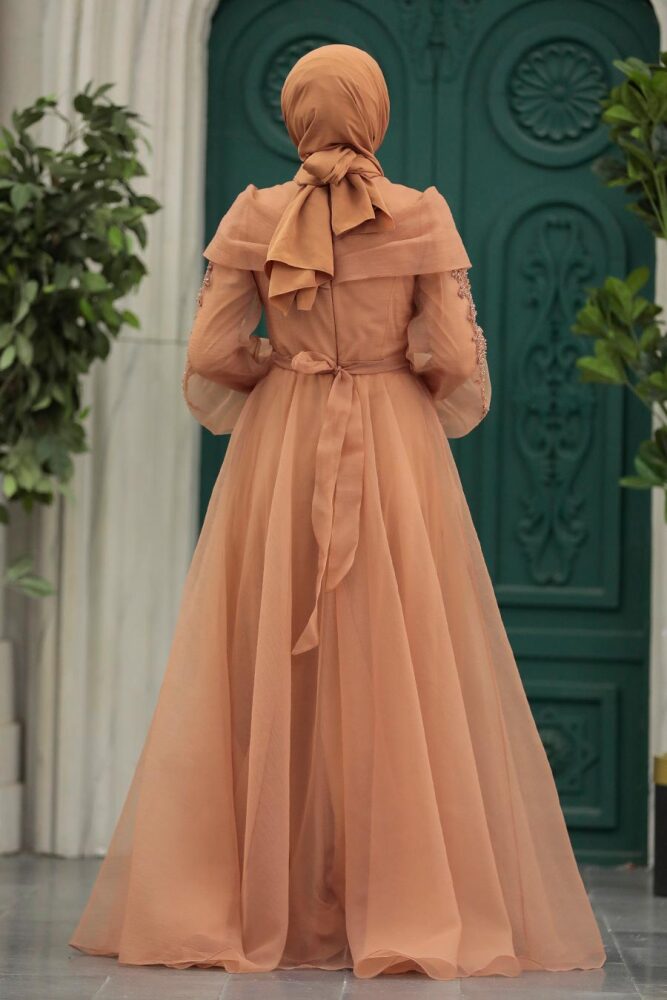 Long Terra Cotta Evening Dress 22331KRMT - 3