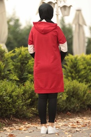 Neva Style - Love Yazılı Kırmızı Tesettür Sweatshirt 1160K - Thumbnail