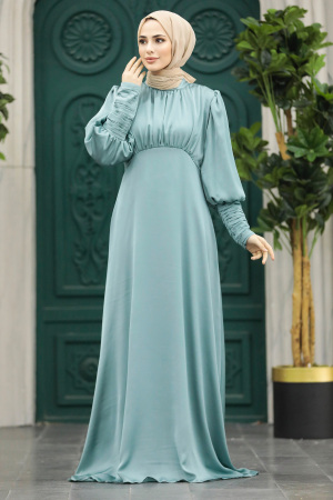 Luxorious Almond Green Modest Islamic Clothing Prom Dress 22192CY - 1